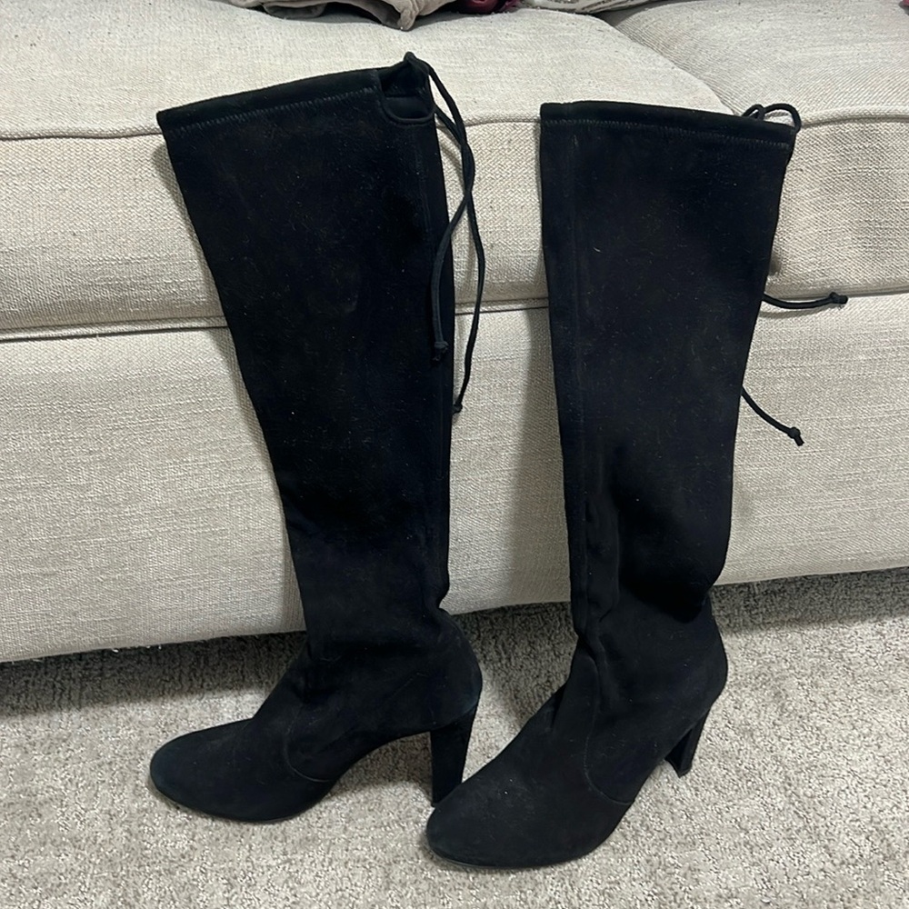 Stuart Weitzman suede tall tie bootie size 6